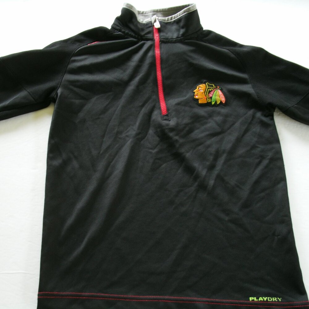 Reebok Boys Shirt Chicago Blackhawks Quarter Zip Pullover NHL Hockey 8